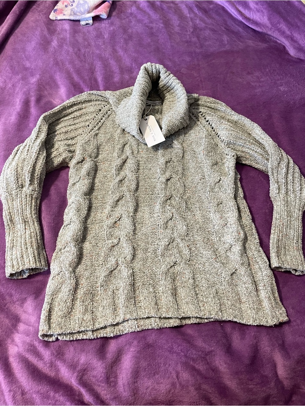 moon & madison Gray Cable Turtleneck Sweater